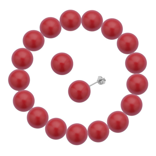 Goldenes Muschelkernperlen-Armband und Ohrringe, 925 Silber rhodiniert