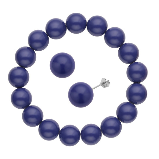 Goldenes Muschelkernperlen-Armband und Ohrringe, 925 Silber rhodiniert