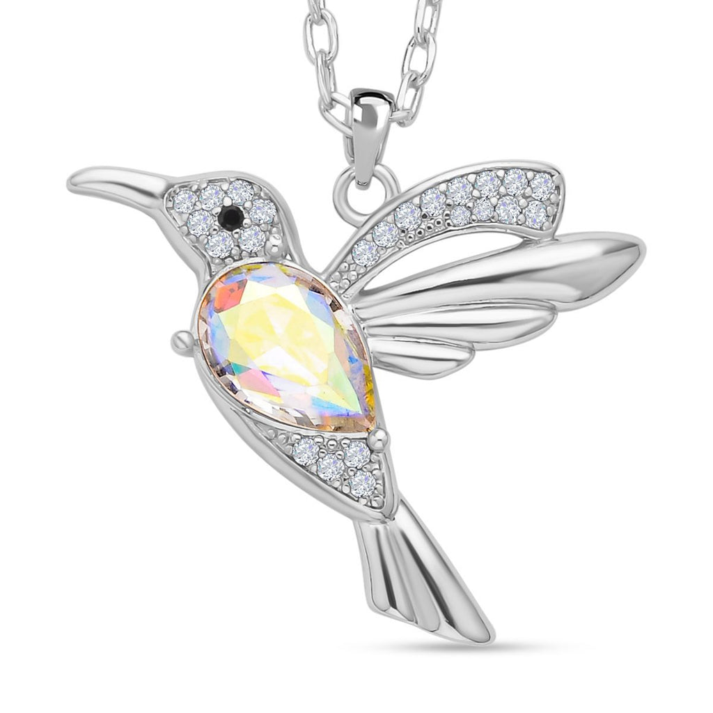 Glas und weißer Zirkonia Anhänger mit Kette und Ohrringen, Messing ca. 0.32 ct