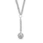 2er Set - Weißes Kristall-Collier und Ohrstecker, ca. 50 cm, silberfarben