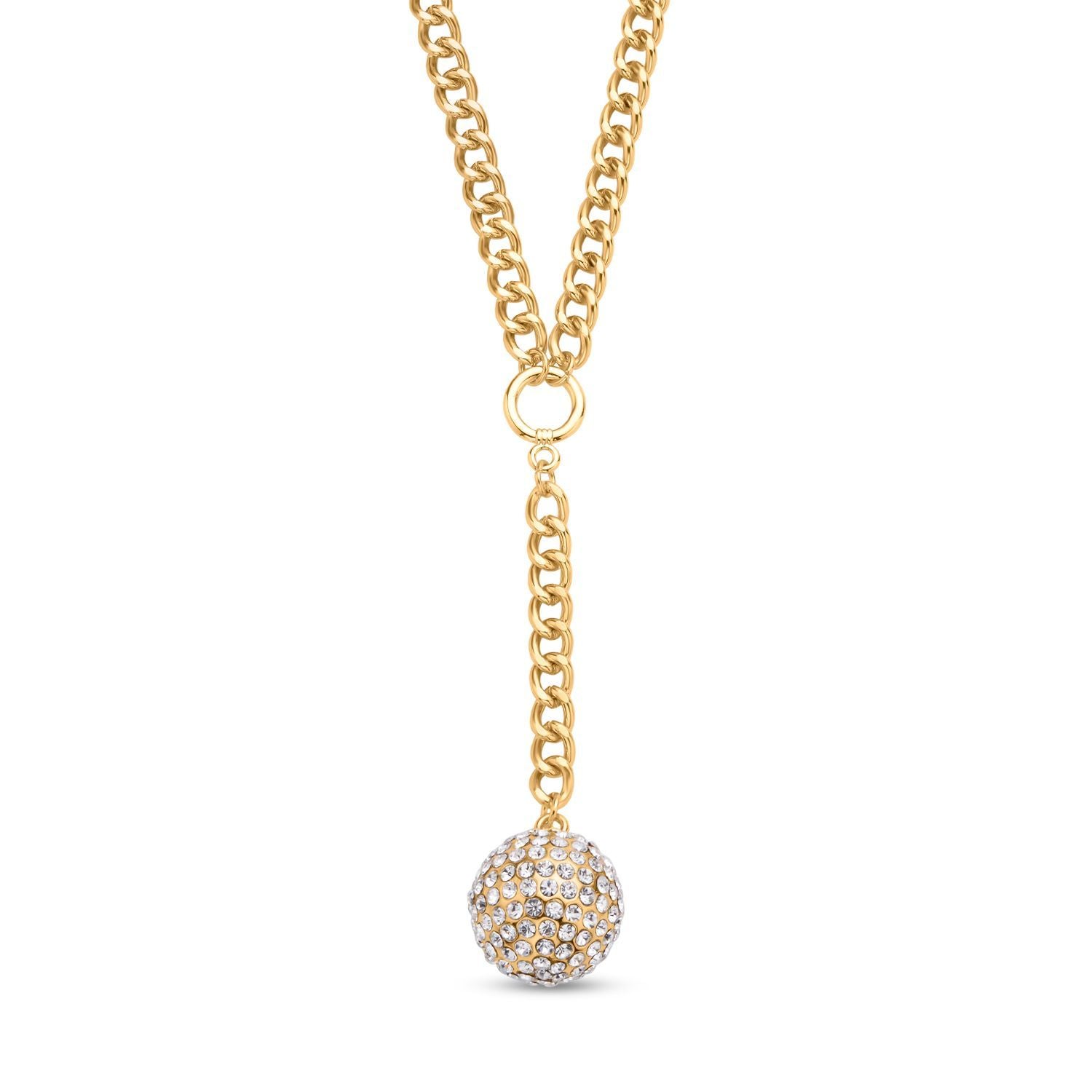 2er Set -Weißes Kristall-Collier und Ohrstecker, ca. 50 cm, goldfarben 7.00 ct