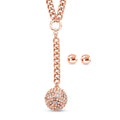 2er Set - Weißes Kristall-Collier und Ohrstecker, ca. 50 cm, roséfarben