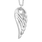 Weißer Kristall Flügel-Anhänger mit Kette, silberfarben