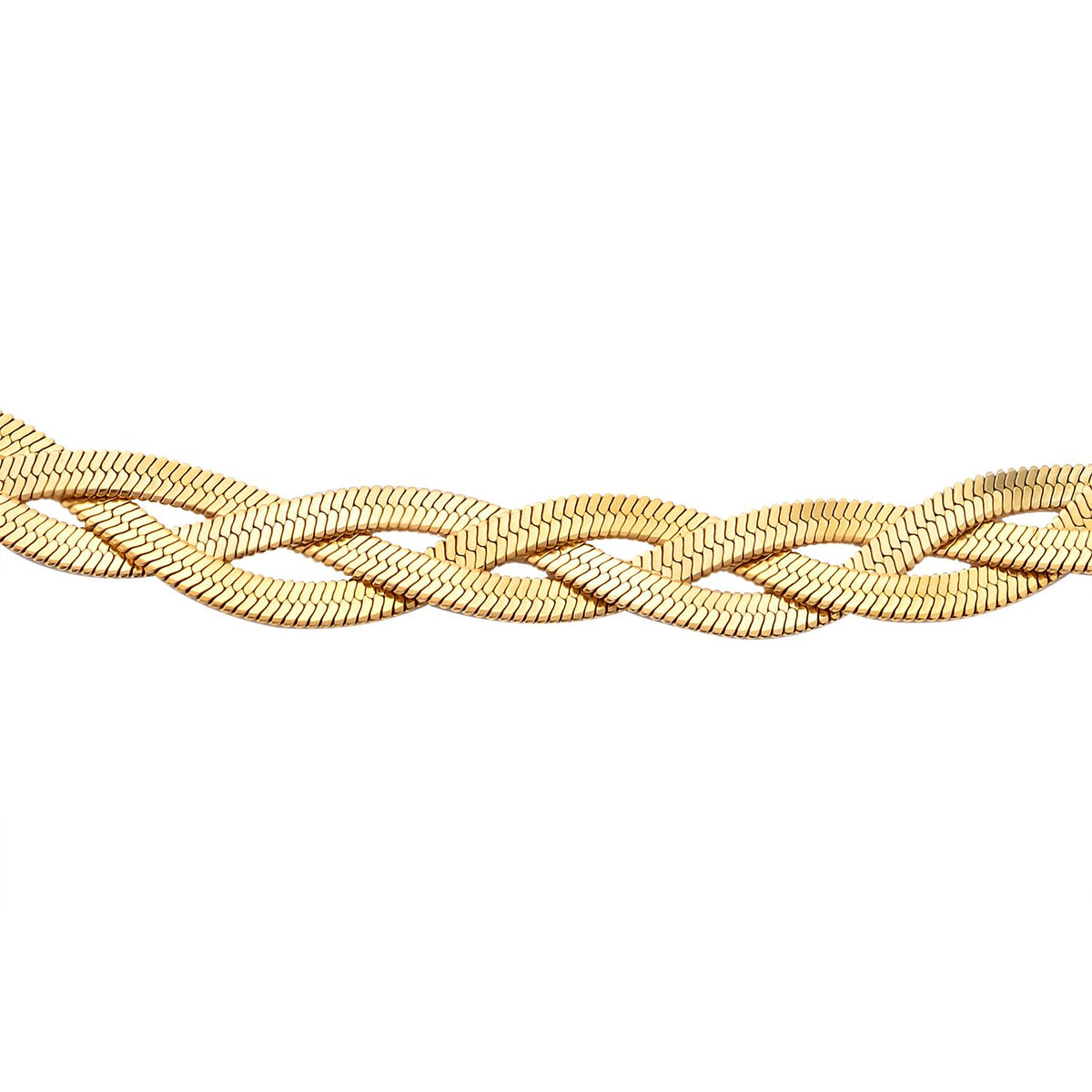 2er Set - Geflochtene Halskette und Armband, Edelstahl goldfarben