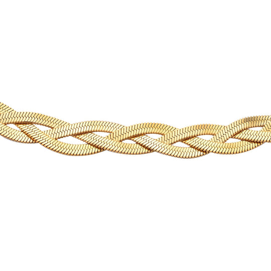2er Set - Geflochtene Halskette und Armband, Edelstahl goldfarben