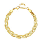 2er Set - Geflochtene Halskette und Armband, Edelstahl goldfarben
