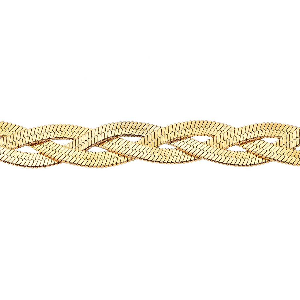 2er Set - Geflochtene Halskette und Armband, Edelstahl goldfarben