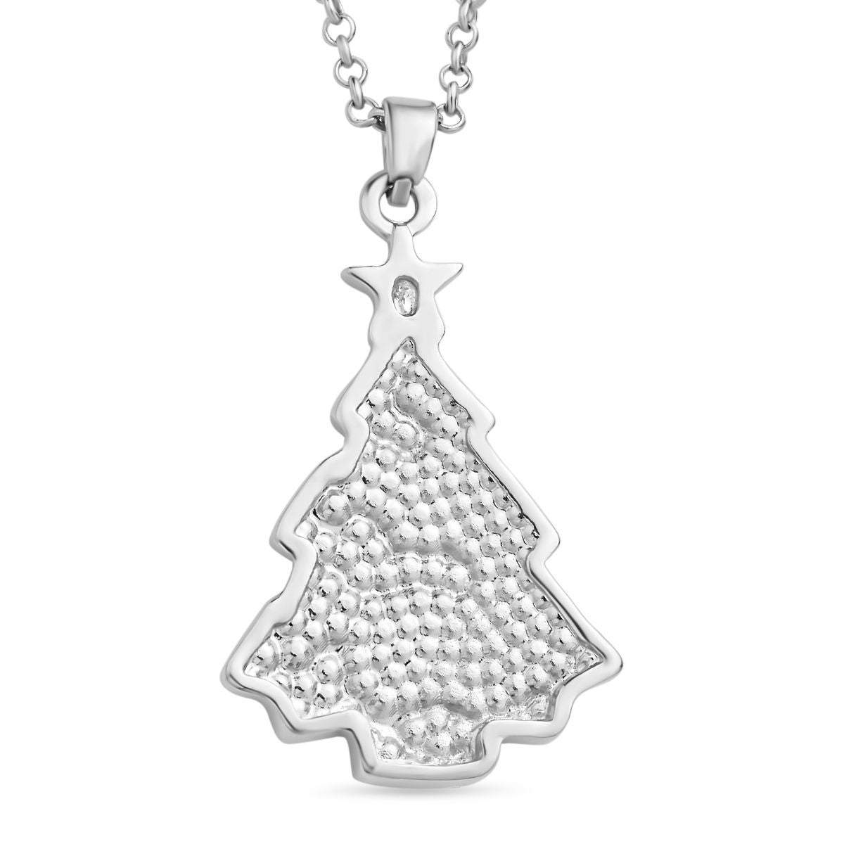 Mehrfarbiger Kristall Christbaum-Anhänger mit Kette, silberfarben 2.80 ct