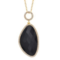 Schwarz gefärbter Achat, Weißer Zirkonia Anhänger mit Kette, ca. 18.00 ct