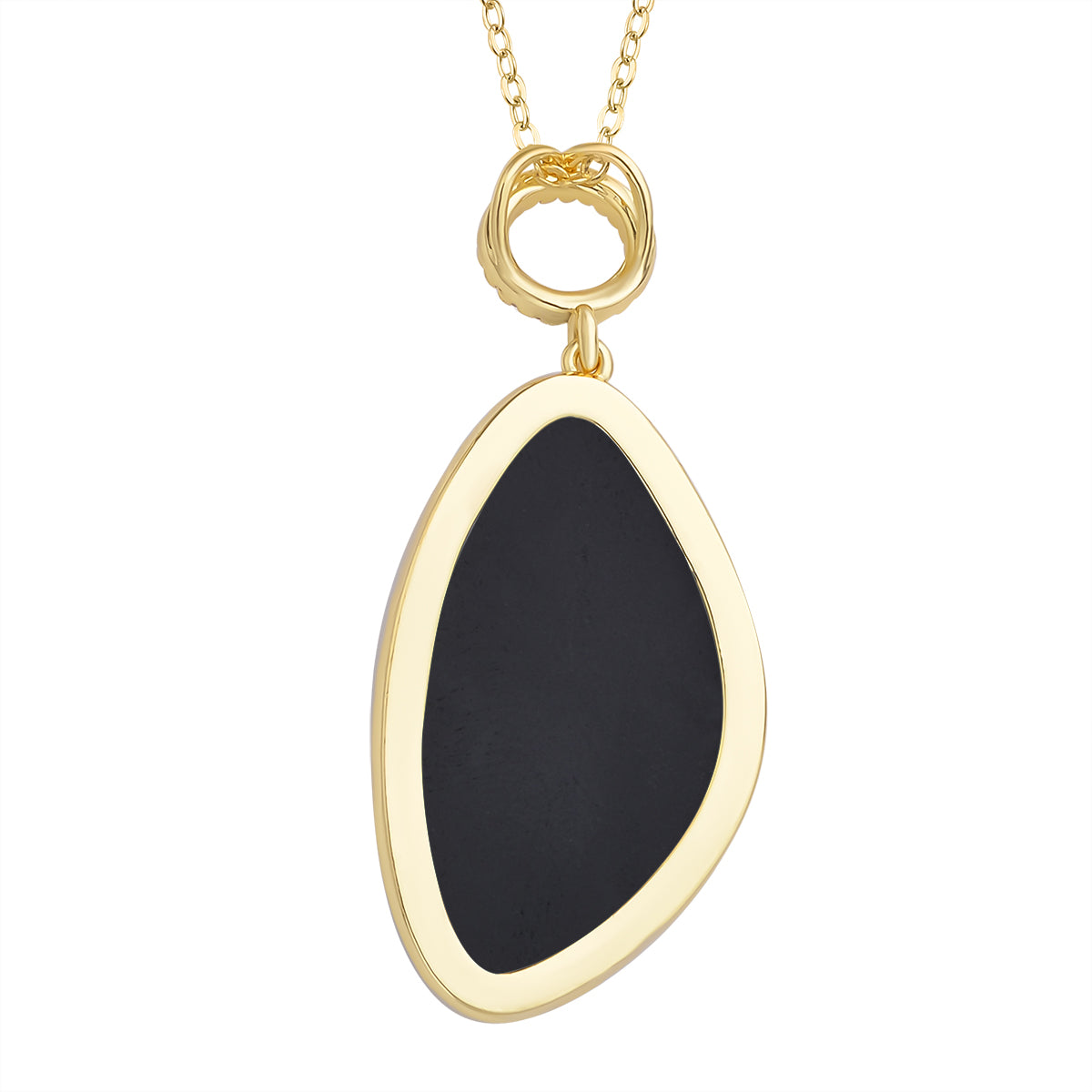 Schwarz gefärbter Achat, Weißer Zirkonia Anhänger mit Kette, ca. 18.00 ct