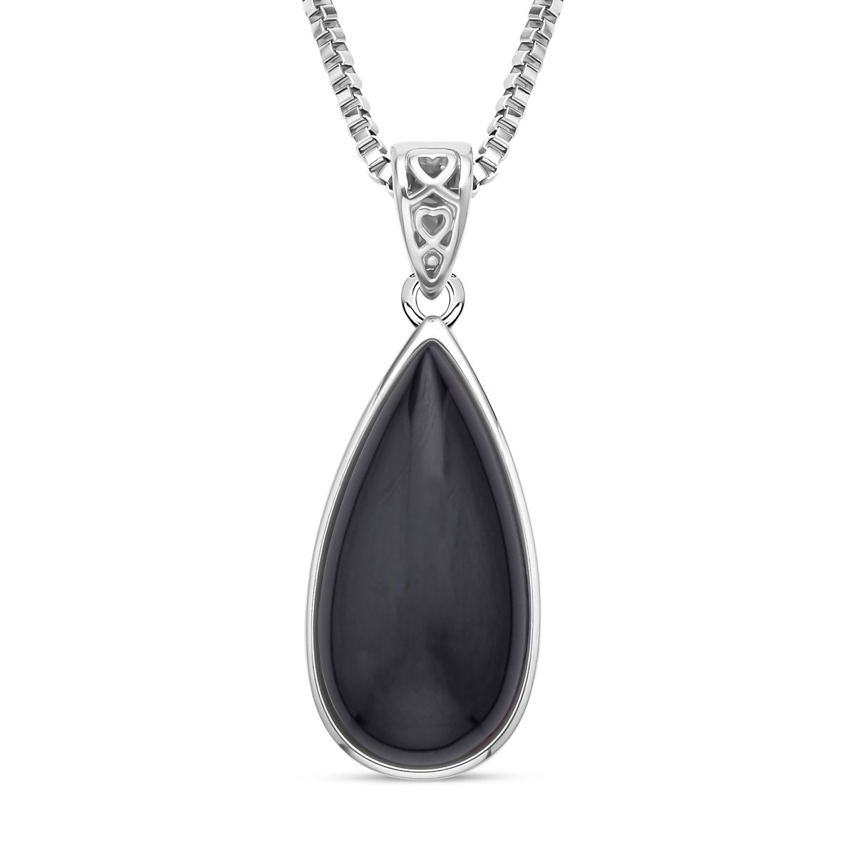 Schwarze quarz Anhänger mit Kette, Edelstahl ca. 45.00 ct