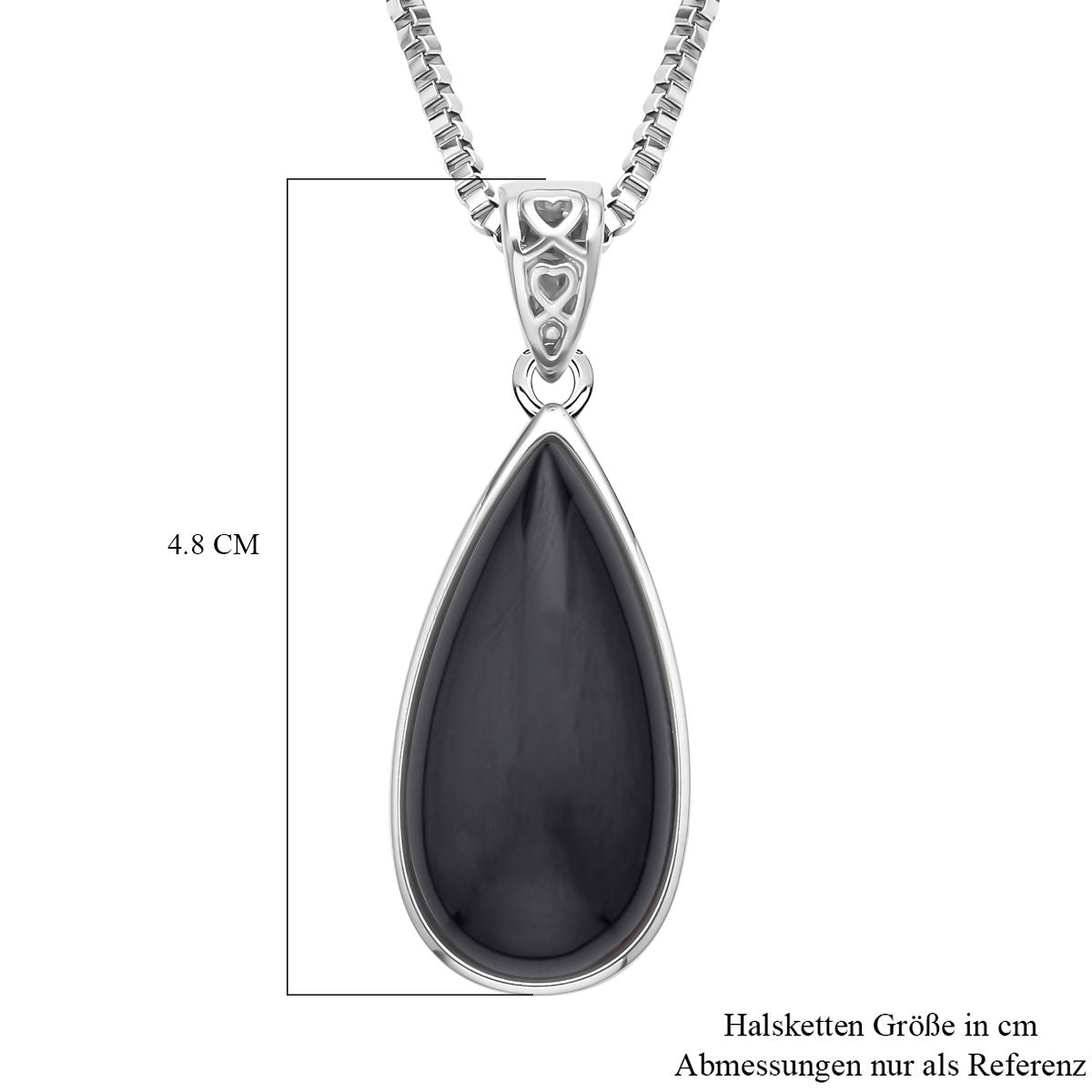 Schwarze quarz Anhänger mit Kette, Edelstahl ca. 45.00 ct