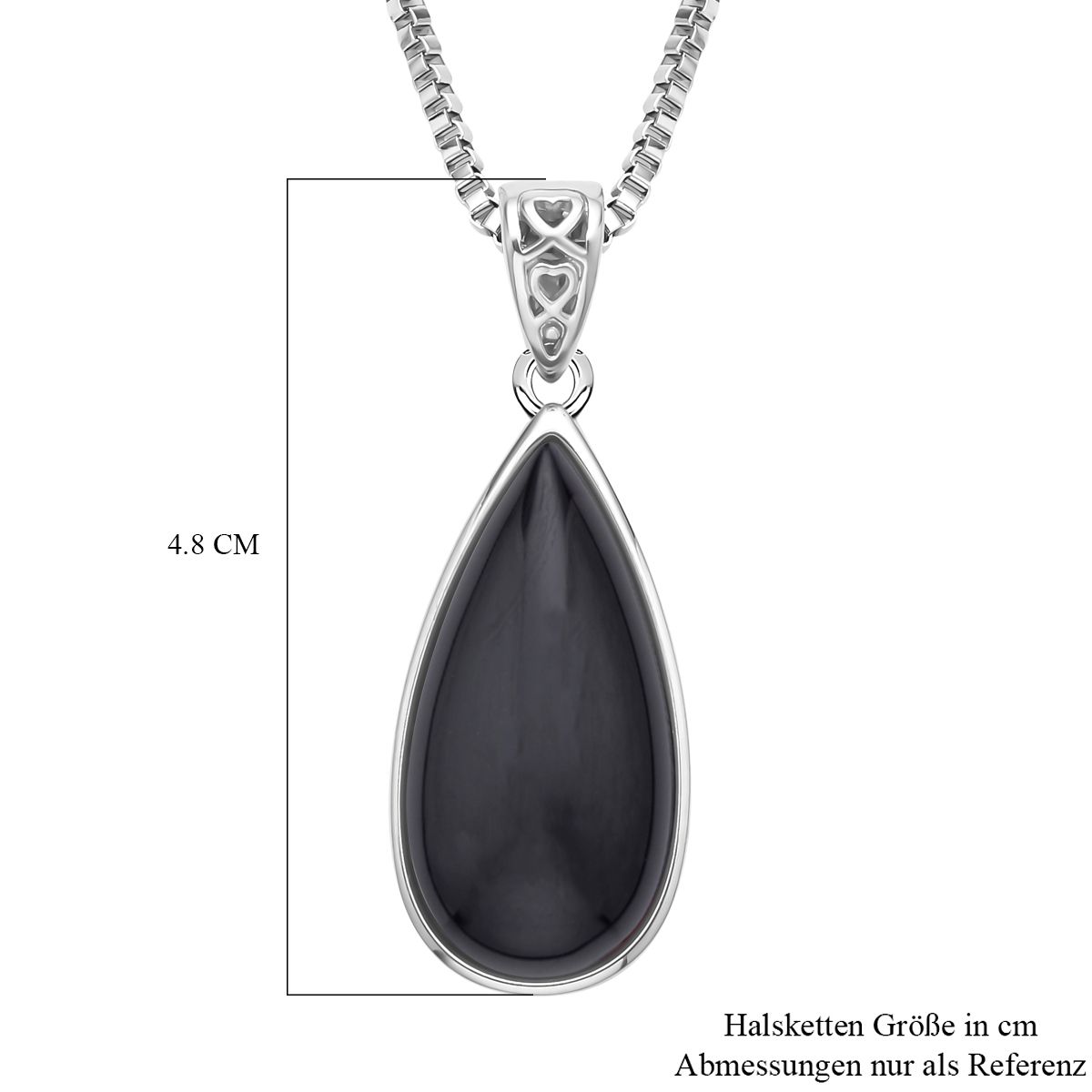 Schwarze quarz Anhänger mit Kette, Edelstahl ca. 45.00 ct