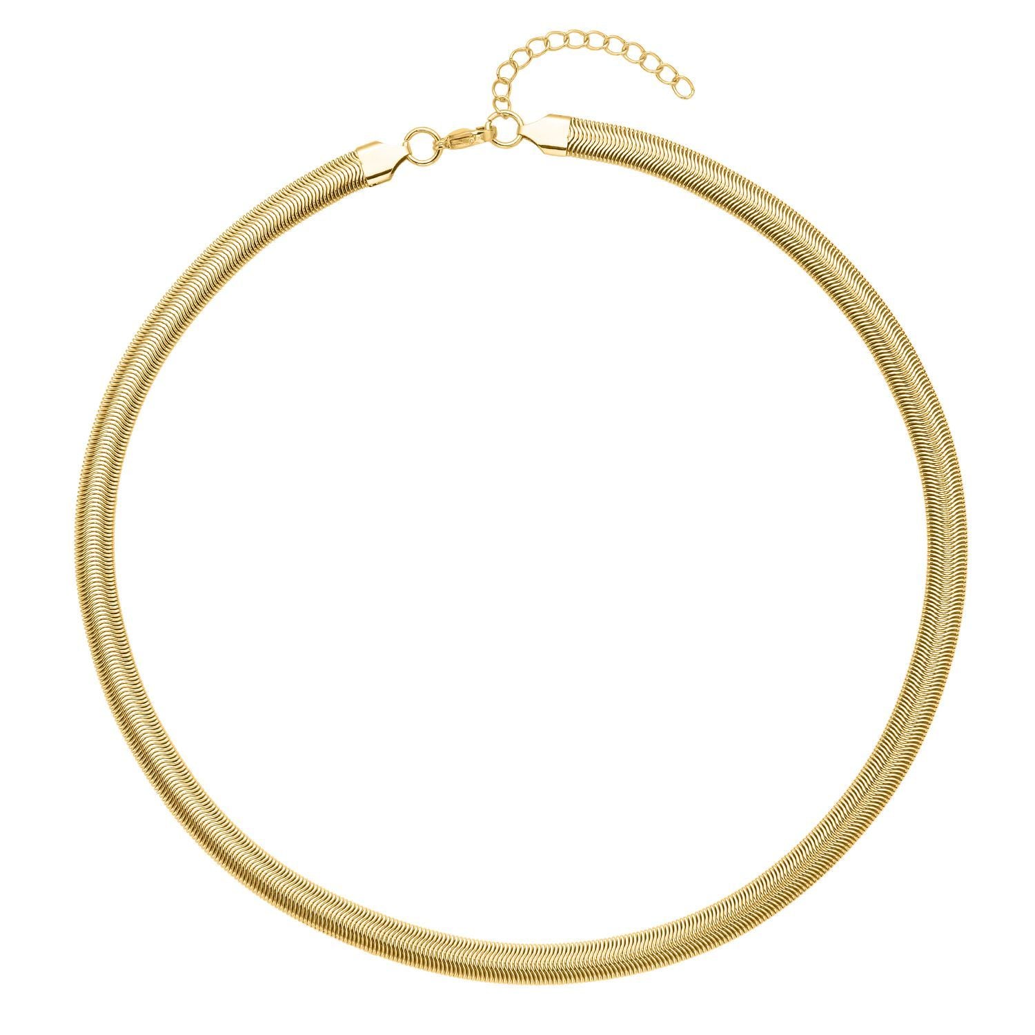 EVER TRUE 6er - Schlangen Halskette und Armband, 316L Edelstahl 750 vergoldet und 750 rosévergoldet