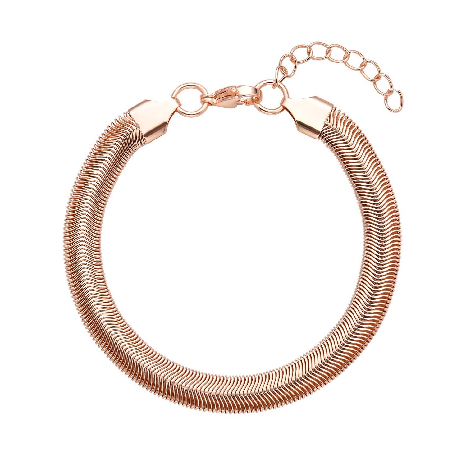 EVER TRUE 6er - Schlangen Halskette und Armband, 316L Edelstahl 750 vergoldet und 750 rosévergoldet