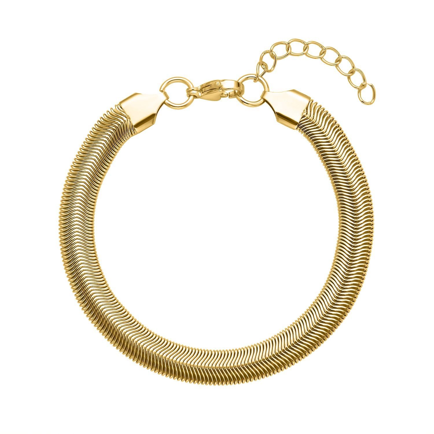EVER TRUE 6er - Schlangen Halskette und Armband, 316L Edelstahl 750 vergoldet und 750 rosévergoldet