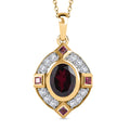 Rhodolith Granat Anhänger mit Kette, 925 Silber vergoldet, ca. 3.52 ct