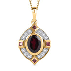 Rhodolith Granat Anhänger mit Kette, 925 Silber vergoldet, ca. 3.52 ct