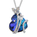 Blauer Glas und AB Kristall Schmetterlingsanhänger mit 50cm Kette