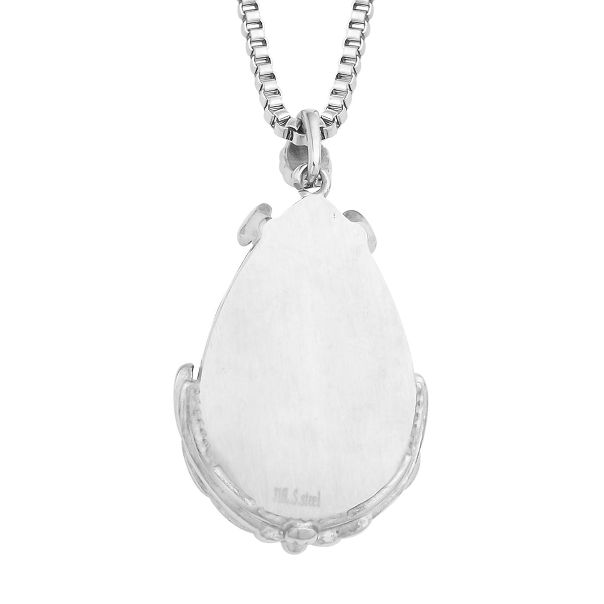 Schwarzer Obsidian Anhänger mit Kette, ca. 50 cm 316L Edelstahl ca. 55.00 ct