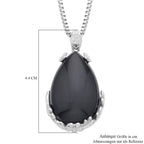 Schwarzer Obsidian Anhänger mit Kette, ca. 50 cm 316L Edelstahl ca. 55.00 ct