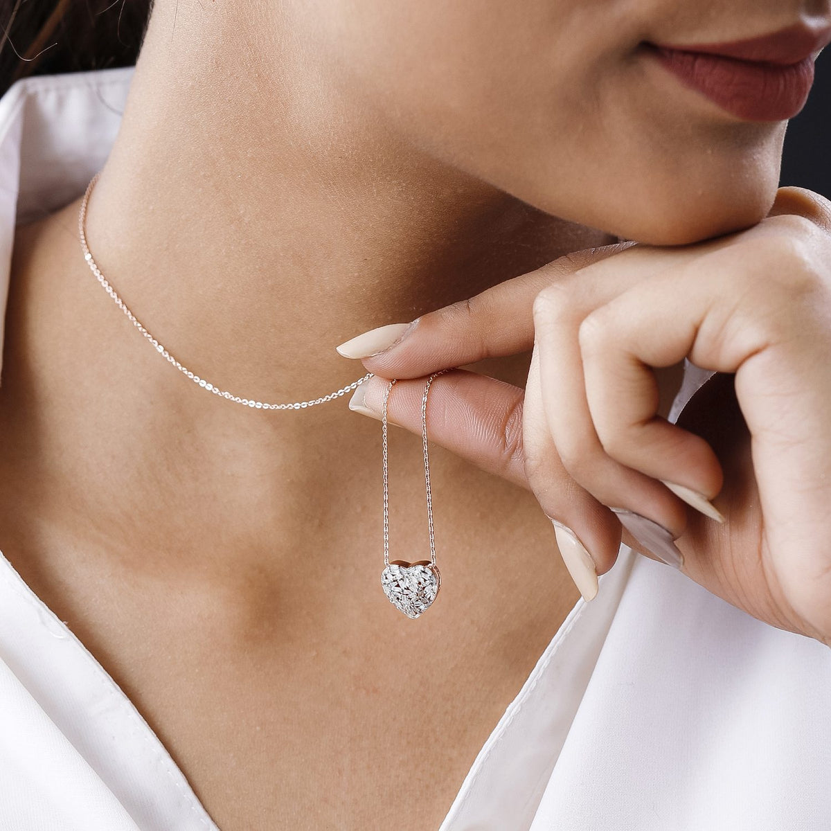 GP Amore Kollektion - Diamant und Blauer Saphir-Anhänger mit Kette, ca. 50 cm, 925 Silber Roségold Vermeil ca. 0.33 ct