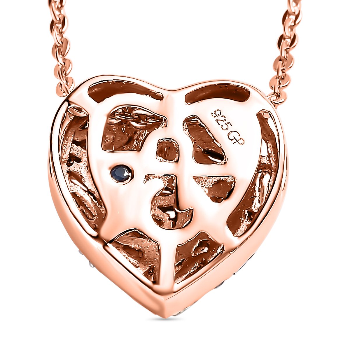 GP Amore Kollektion - Diamant und Blauer Saphir-Anhänger mit Kette, ca. 50 cm, 925 Silber Roségold Vermeil ca. 0.33 ct