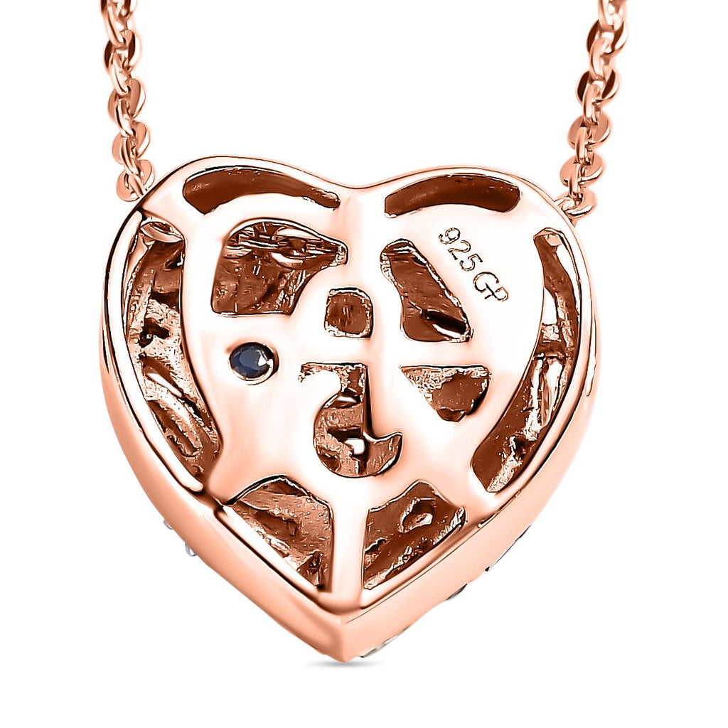 GP Amore Kollektion - Diamant und Blauer Saphir-Anhänger mit Kette, ca. 50 cm, 925 Silber Roségold Vermeil ca. 0.33 ct