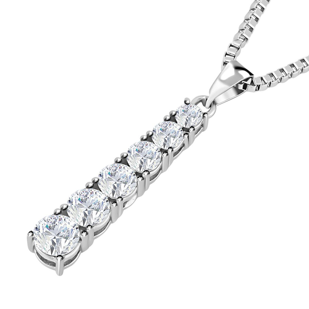 2er Set - Brillantes, weißes, rund geschliffenes Kristall-Schmuckset, mit Ohrringe und Halskette 316L Edelstahl