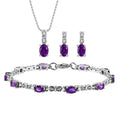 3er Set, afrikanische Amethyst Ohrringe, Armband, Anhänger mit Kette, Edelstahl, ca. 7.28 ct