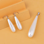 2er Set - Weiße Muschelkernperle Anhänger und Ohrringe Schmuckset, 925 Silber rhodiniert, Regentropfen