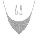 2er Set - Weißer Kristall Ohrringe und Halskette Schmuckset, silberfarben
