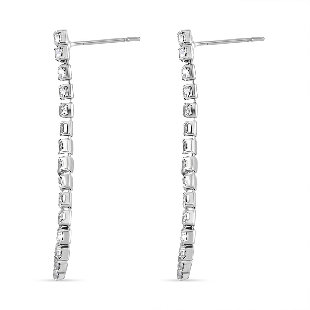 2er Set - Weißer Kristall Ohrringe und Halskette Schmuckset, silberfarben