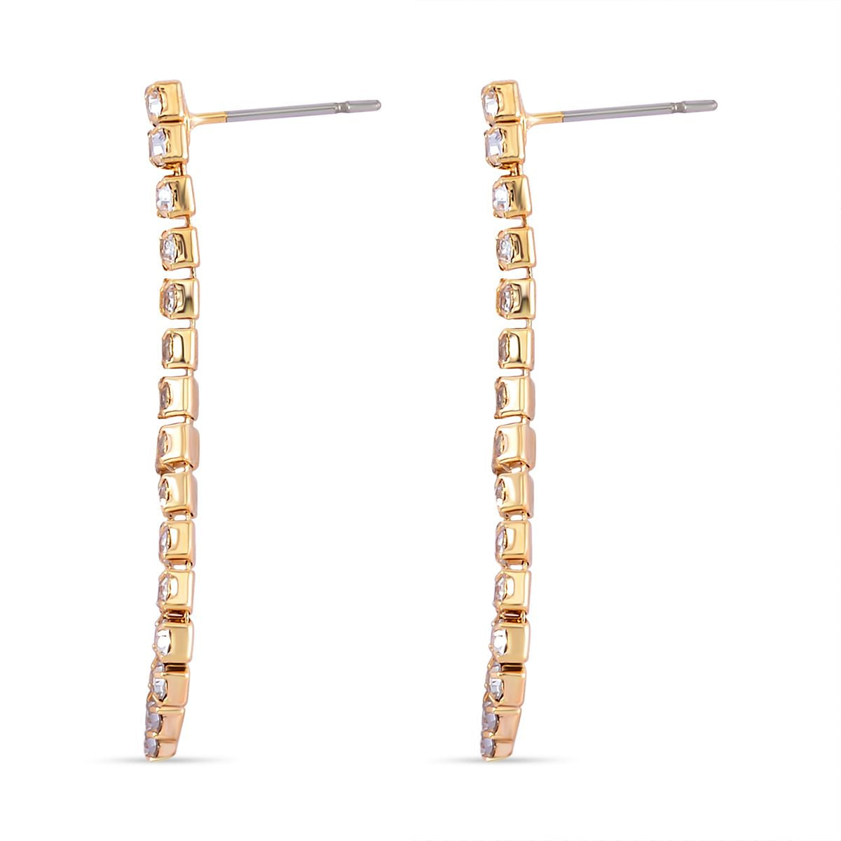 2er Set - Weißer Kristall Ohrringe und Halskette Schmuckset, goldfarben