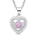 Rosa und weißer Zirkonia-Anhänger mit Kette - 1,02 ct.