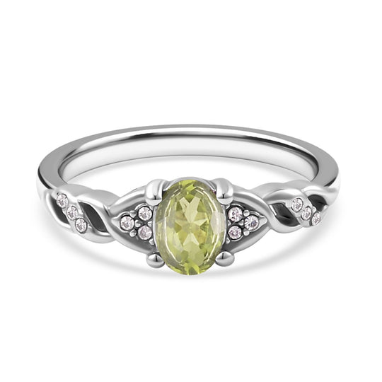 2er Set - Natürlicher Peridot Ring und Anhänger mit Kette Schmuckset, Reiner Edelstahl, ca. 0.60 ct