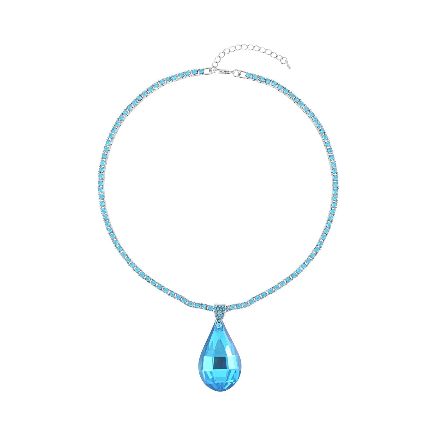 Kunsthandwerklicher Glas-Anhänger mit Kette, blau
