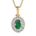 Kagem sambischer Smaragd, Moissanit Anhänger mit Kette, 925 Silber vergoldet ca. 1.31 ct