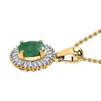 Kagem sambischer Smaragd, Moissanit Anhänger mit Kette, 925 Silber vergoldet ca. 1.31 ct