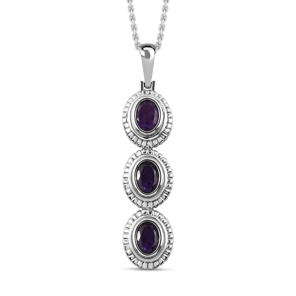 Afrikanischer Amethyst Anhänger mit Kette, Edelstahl, ca. 2.25 ct