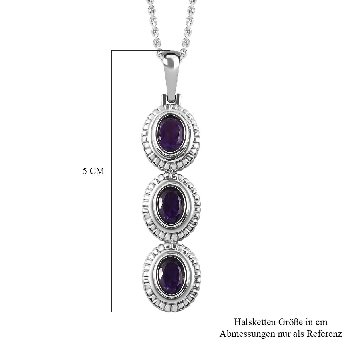Afrikanischer Amethyst Anhänger mit Kette, Edelstahl, ca. 2.25 ct