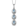 Himmelblauer Topas Anhänger mit Kette, Edelstahl ca. 2.25 ct