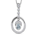 Espirito Santo Aquamarin und weißer Zirkon Anhänger mit Kette , 925 Silber platiniert ca. 1.31 ct