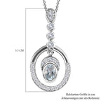 Espirito Santo Aquamarin und weißer Zirkon Anhänger mit Kette , 925 Silber platiniert ca. 1.31 ct