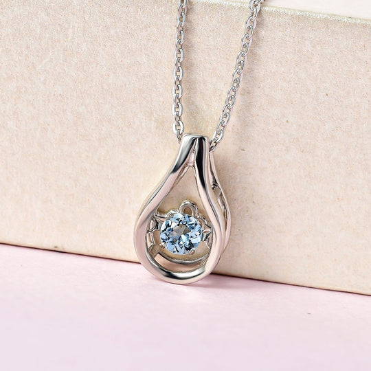 Santamaria Aquamarin Anhänger mit Kette im Schmuckset, 925 Silber platiniert ca. 0.15 ct