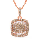 Natürlicher Champagner Diamant Anhänger mit Kette, 925 Silber Roségold Vermeil, ca. 0.50 ct