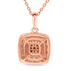 Natürlicher Champagner Diamant Anhänger mit Kette, 925 Silber Roségold Vermeil, ca. 0.50 ct