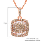 Natürlicher Champagner Diamant Anhänger mit Kette, 925 Silber Roségold Vermeil, ca. 0.50 ct