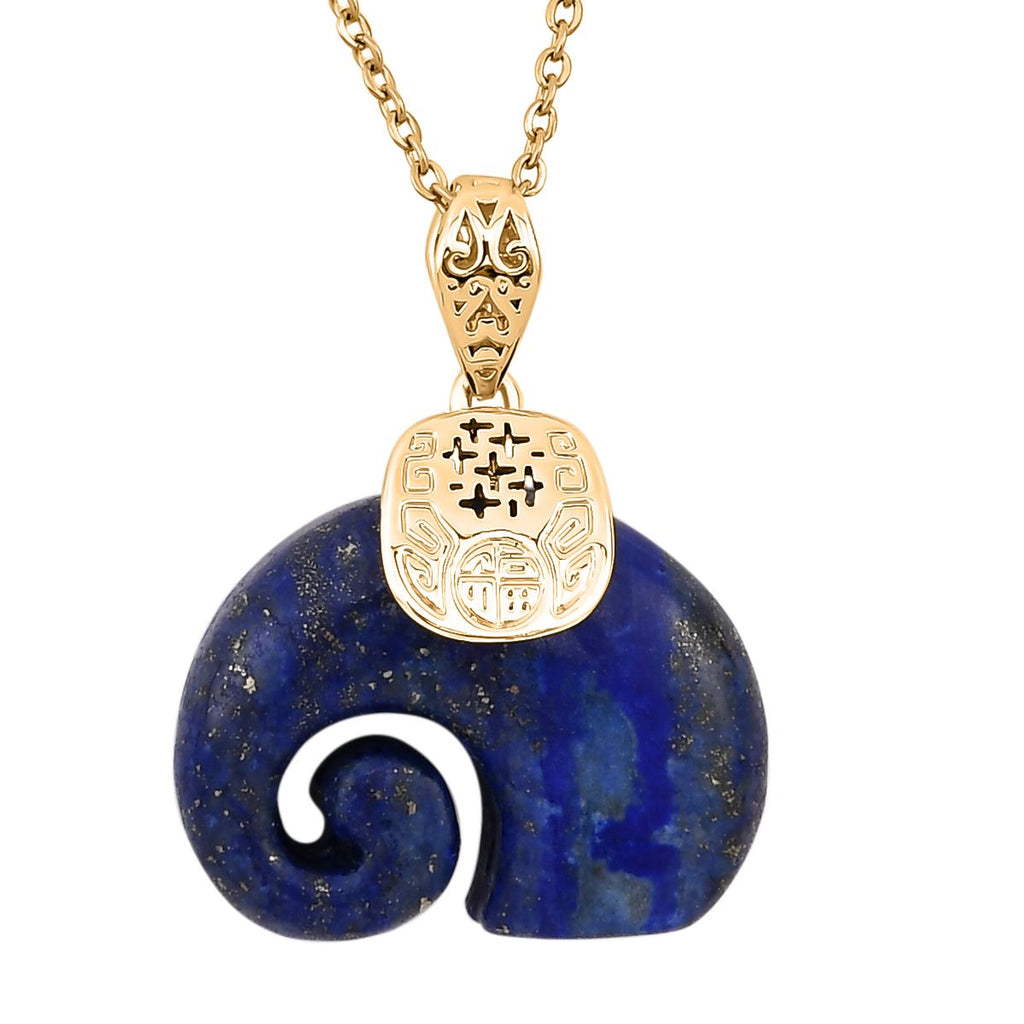 Lapislazuli Anhänger mit Kette, Edelstahl, ca., goldfarben 25.00 ct