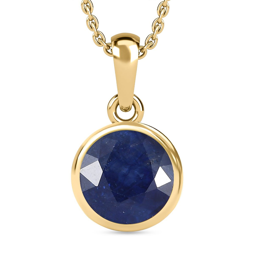 Masoala Saphir (Fissure gefüllt) Anhänger mit Kette, 925 Silber Gelbgold Vermeil ca. 2.88 ct